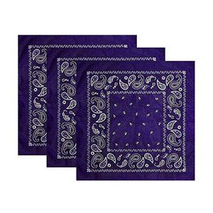 Hibaly 100% Cotton Classic Unisex Bandanas 3-Pack